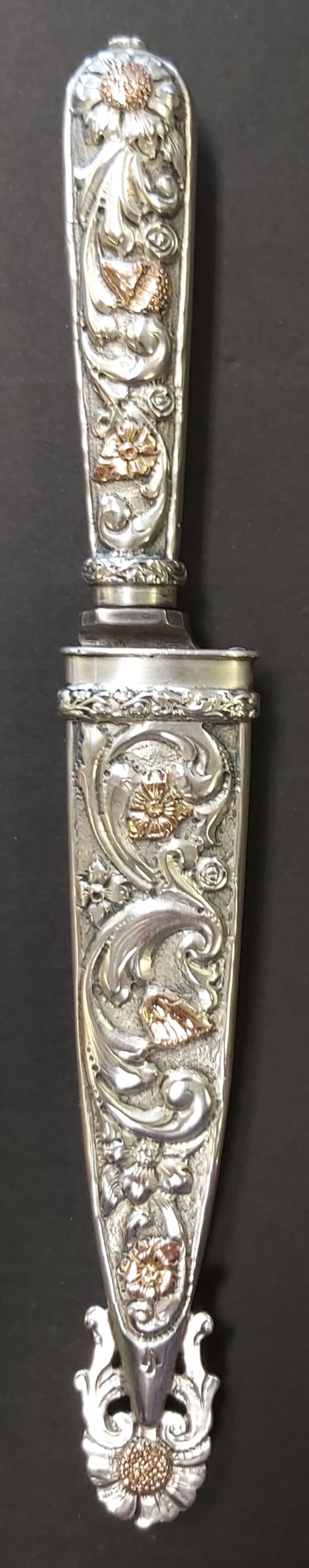 銀製　ガウチョナイフ　vintage アルゼンチン　シルバー800 Vintage Argentina 800 Silver Industria Gold Inlay Gaucho