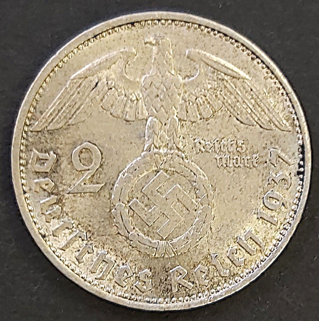 COIN 2 REICHSMARK 1937 SILVER HINDENBURG GERMANY - Global War Museum i ...